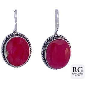 925 OXI OVAL RED AGATE VINTAGE DROP EAR - 26X13  <br/>M12805