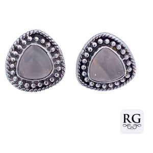 925 OXI TRILLION ROSE QRTZ VINTAGE STUDS - 14X14  <br/>M12806