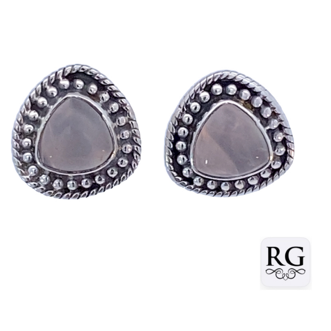 925 OXI TRILLION ROSE QRTZ VINTAGE STUDS - 14X14 <br/>M12806