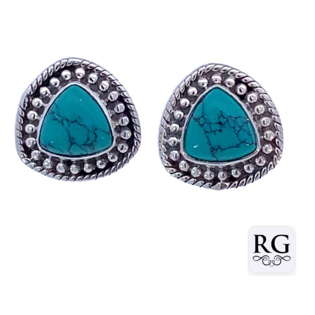 925 OXI TRILLION TURQ PASTE VINTAGE STUDS - 14X14 <br/>M12807