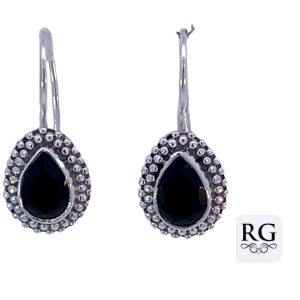 925 OXI TDROP BLACK SPINEL DROP EAR - 26X11  4.1g <br/>M12808