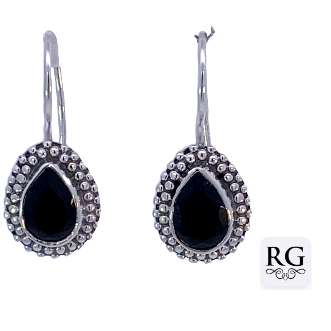 925 OXI TDROP BLACK SPINEL DROP EAR - 26X11 4.1g <br/>M12808