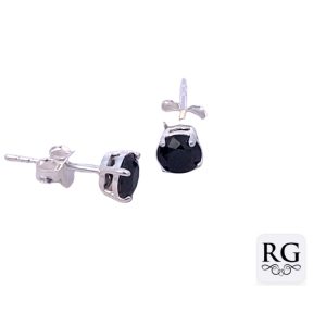 925 BLACK CZ 4 CLAW BASKET SET STUDS - 5MM - 0.93g