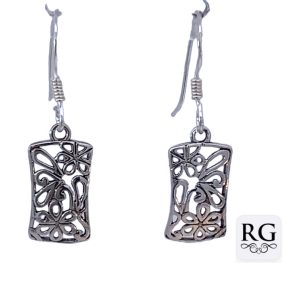 925 OXI FLOWER FILIGREE RECT DROP EAR - 30X8  1.2g <br/>M12844