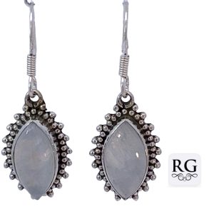 925 OXI MARQUISE MOONSTONE  DROP EAR - 39X14 6.2g <br/>M12847