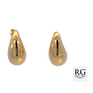 925 GLD PL HOLLOW TEARDROP EARRINGS - 16X8 - 3.8g <br/>M12848
