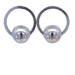 925 SLIDING BALL ON CIRCLE EARRINGS - 20X17  4.8g  <br/>M12854