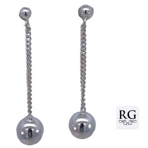 925 BALL+CHAIN DROP EARRINGS - 35X8 - 2.87g <br/>M12855