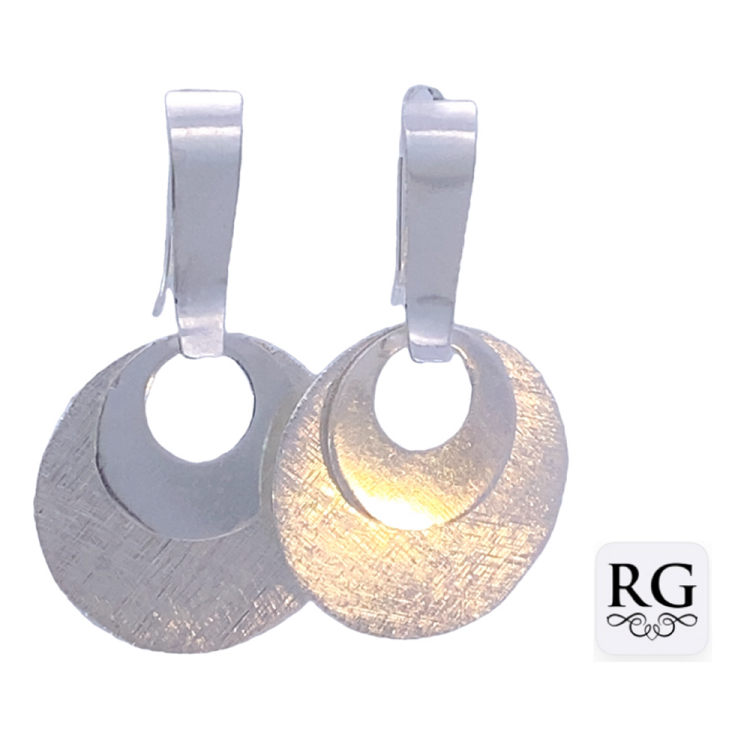 925 SCRATCHED+SHINY DBL RND DISC EAR - 42X25 7.7g <br/>M12859