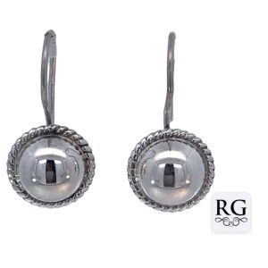 925 HALF BALL ROPE EDGE DROP HOOK EAR - 26X12 3.3g <br/>M12860