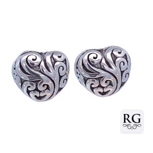 925 OXI ELECTROF FILIGREE HEART STUDS - 13X15 3.8g <br/>M12864