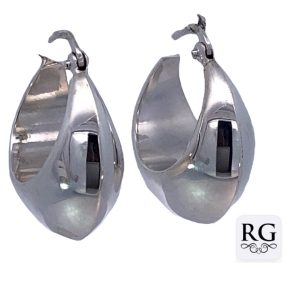 925 PLAIN PUFFED HALF HINGE HOOPS - 25X12 - 6.5g <br/>M12865