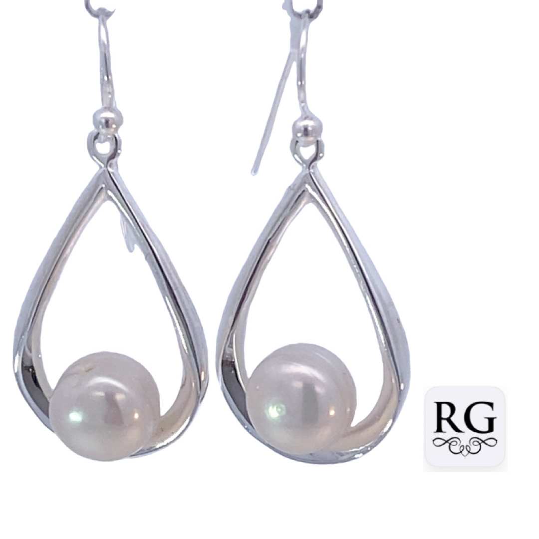 925 FW PEARL OPEN T/DROP DANGLE EAR - 40X18 - 6.8g <br/>M12869