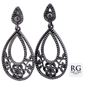 925 OXI MILLGR FLOWER FIL T/DROP EAR - 39X19 6.5g <br/>M12872