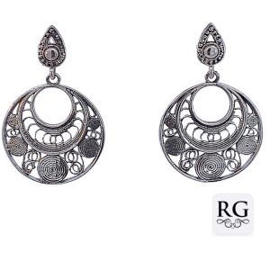 925 OXI OPEN CUT CIRCLES BALI EAR - 36X24 - 5.7g <br/>M12875