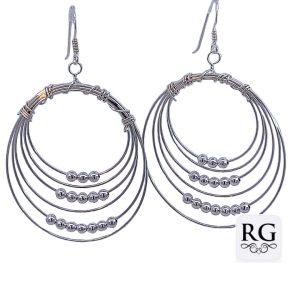 925 SLIDINGS BALLS ON 6 CIRCLES EAR - 63X48 - 6.4g <br/>M12877