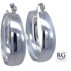 925 PLAIN OVAL WIDE HINGE HOOPS - 34X10 - 7.8g <br/>M12881