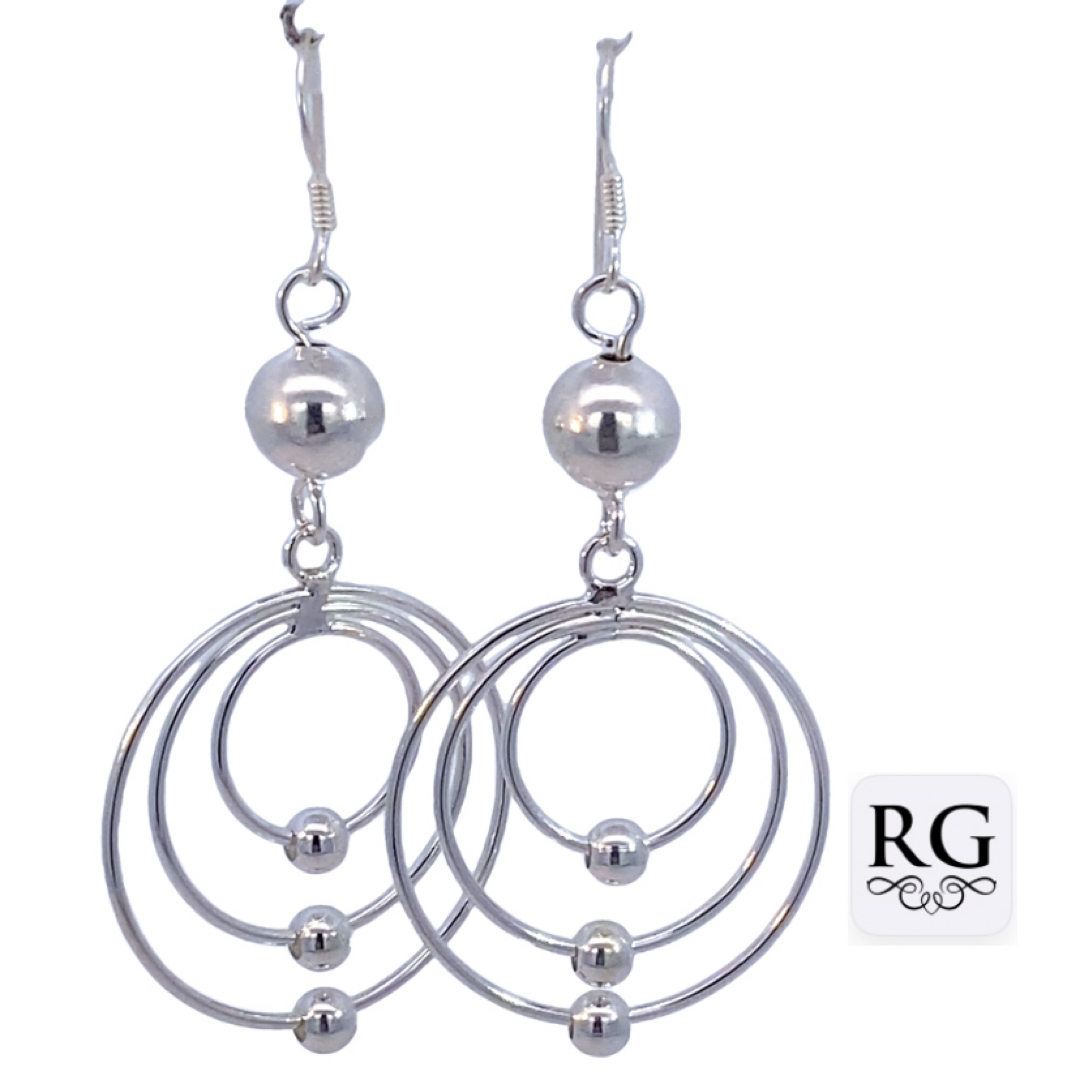 925 BALLS+TRIP GRADUAL CIRCLES DROP EAR 55X27 8g <br/>M12882