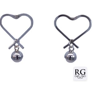 925 OUTLINE HEART+BALL DROP EAR - 33X22 - 4.5g <br/>M12884