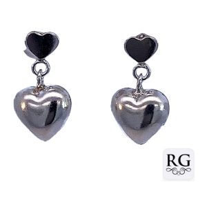 925 PUFF HEART ON HEART DISC EAR - 18X10 - 3.65g <br/>M12893