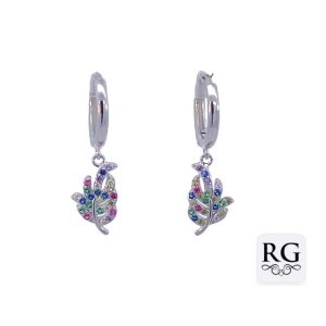 925 COL CZ PAVE LEAF ON HUGGIES - 12X2+12X7  2.25g <br/>M12906