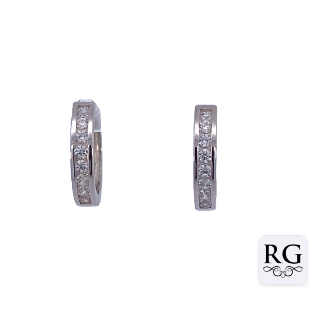 925 MICRO CZ PAVE CHANNEL SET HUGGIES - 16X3 3.2g <br/>M12908