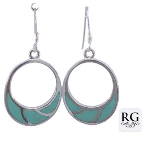 925 TURQUOISE OPEN CUT OVAL DROP EAR - 40X20 - 6g <br/>M12913T