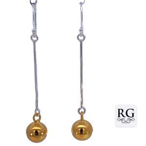 925 GLD PL BALL ON CHAIN DROP EAR - 48X8 - 2.2g <br/>M12919G