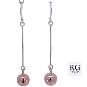 925 RG PL BALL ON CHAIN DROP EAR - 48X8 - 2.2g <br/>M12919RG