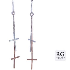 925 RG PL+PLAIN CROSS CHAIN DROP EAR - 65X10 2.5g <br/>M12920RG