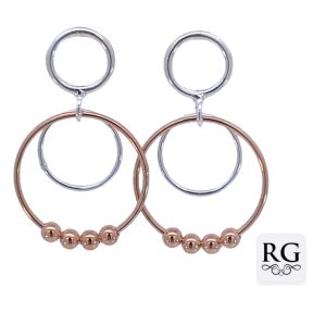 925 RG PL+PLAIN BALLS ON TRIP CIRCLES EAR - 33X20  <br/>M12923RG