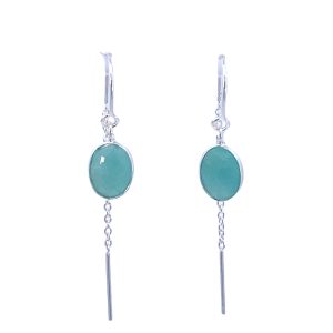 925 OVAL AMAZONITE LOOP THREADER EAR - 45X7 - 1.3g <br/>M12924A