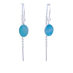 925 OV BLUE APATITE LOOP THREADER EAR - 45X7  1.3g <br/>M12924BA