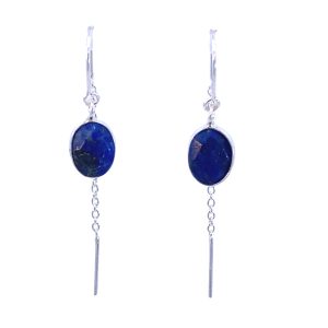 925 OVAL LAPIS LOOP THREADER EAR - 45X7 - 1.3g <br/>M12924L