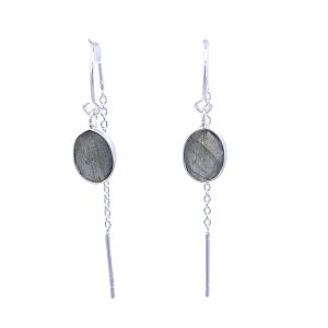 925 OVAL LABRADORITE LOOP THREADER EAR - 45X7 1.3g <br/>M12924LA