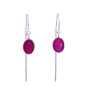 925 OVAL RED AGATE LOOP THREADER EAR - 45X7 - 1.3g <br/>M12924R