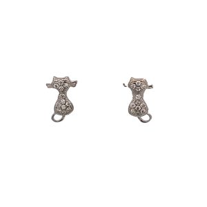 925 CZ PAVE SITTING CAT STUDS - 10X7 - 1.02g <br/>M12928