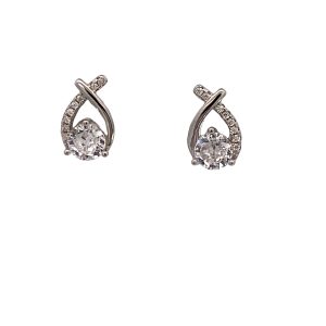 925 CZ PAVE OPEN TEARDROP STUDS - 11X7 - 1.9g <br/>M12932