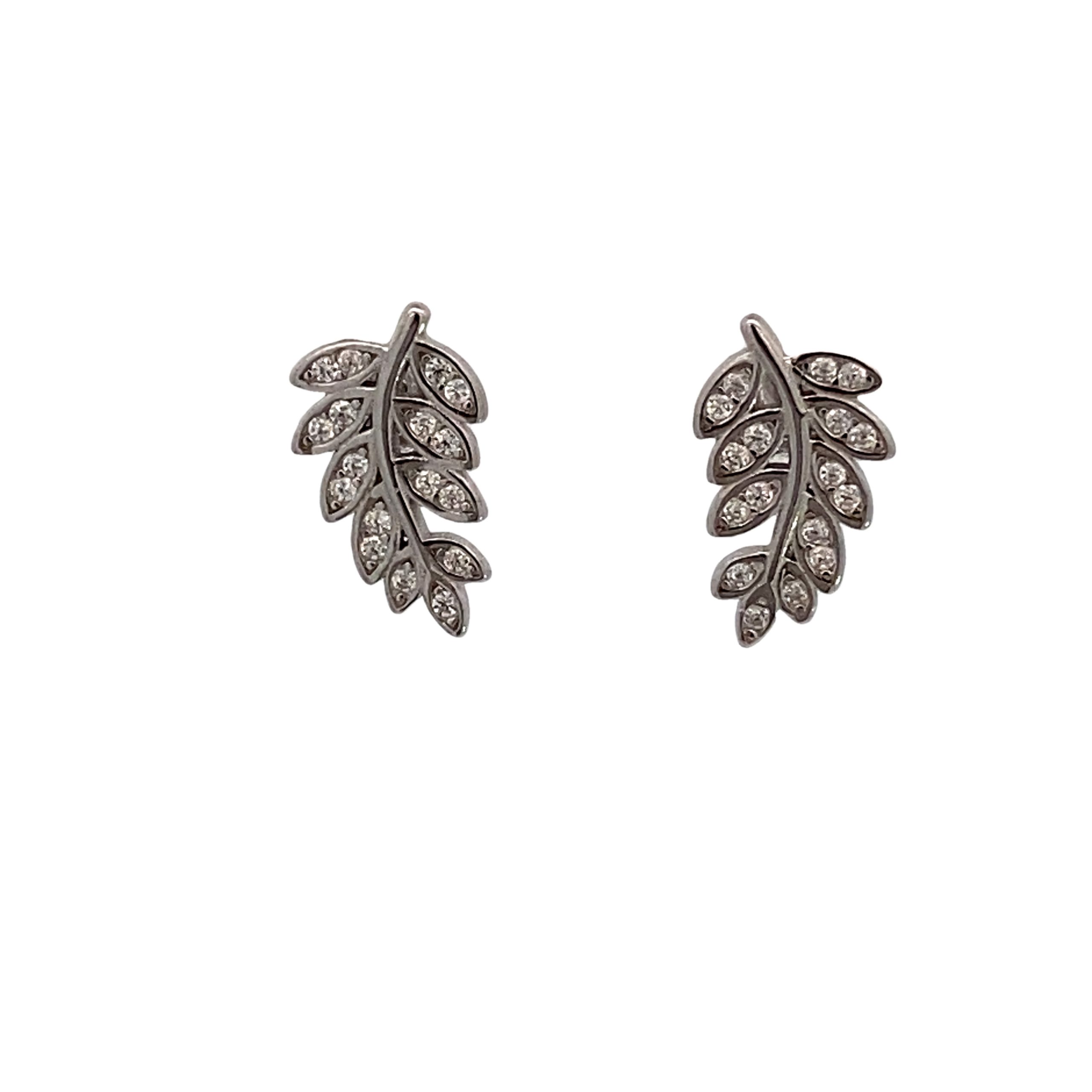 925 CZ PAVE OLIVE LEAF STUDS - 14X9 - 1.8g <br/>M12933