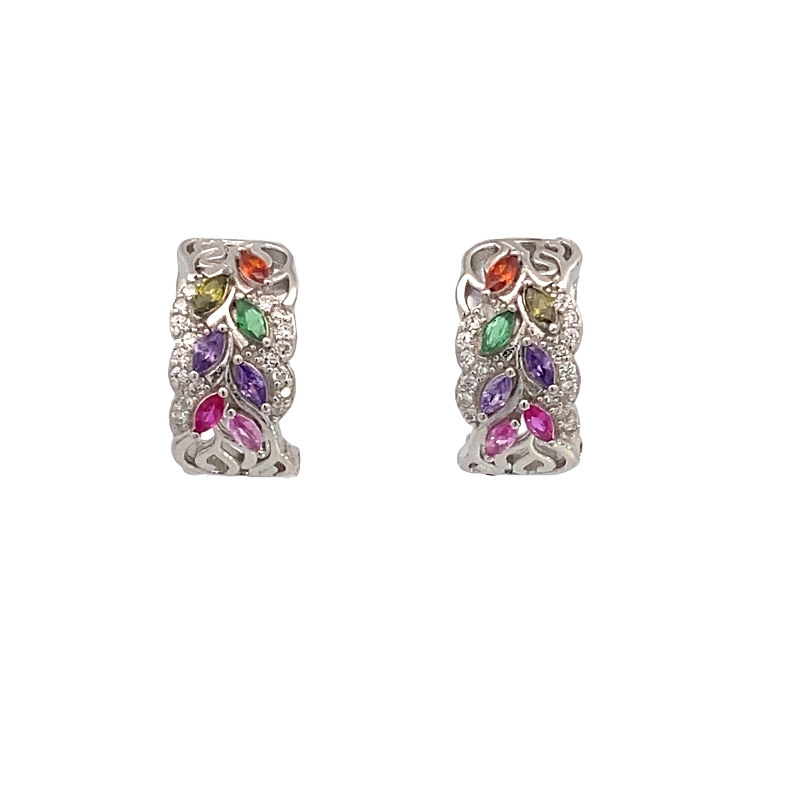 925 MULTI COL CZ PAVE LATCH BACK EAR - 16X8 - 3.5g <br/>M12935
