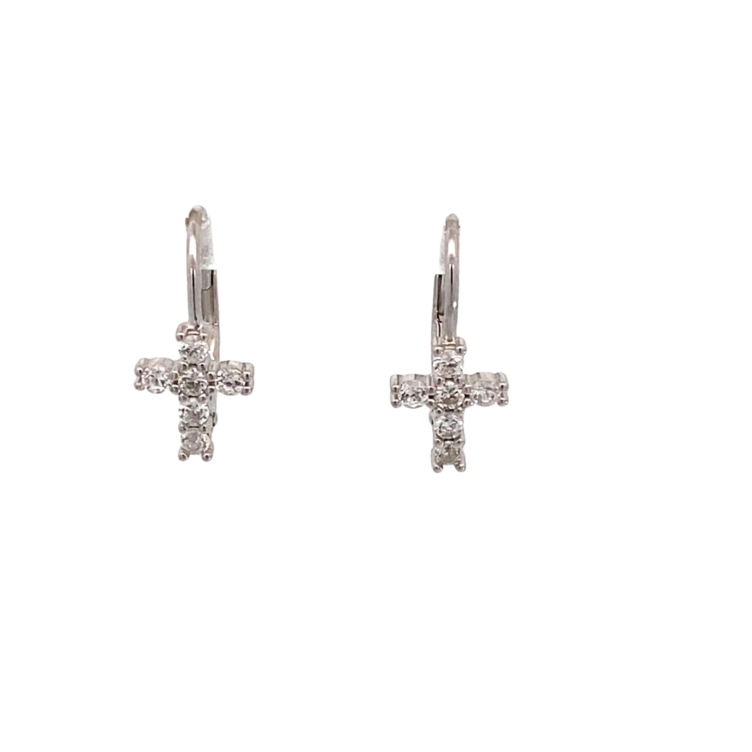 925 CZ PAVE CROSS LEVER BACK EARRINGS - 17X8 1.5g <br/>M12938