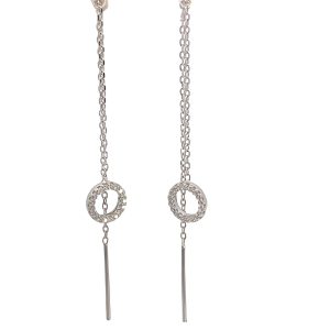 925 CZ PAVE CIRCLE ON CHAIN DROP EAR  120+9 1.9g <br/>M12939