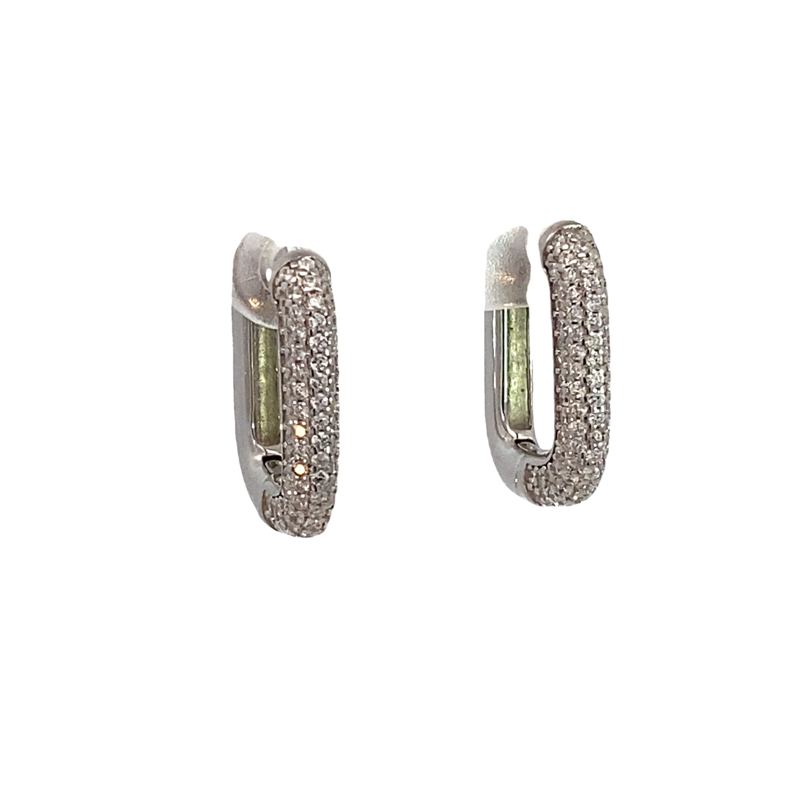 925 CZ PAVE RECT HINGE HOOPS - 18X3 - 4.7g <br/>M12951 - Image 2