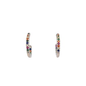 925 MULTI COL CZ PAVE BEZEL SET C-HOOPS 14X2 2.15g <br/>M12954