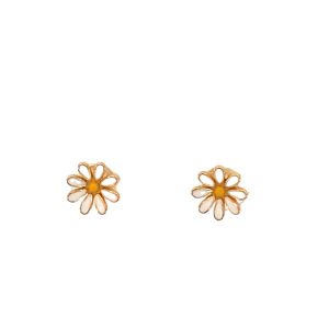 925 YG PL YEL+WH ENAMEL DAISY STUDS - 7MM - 0.9g <br/>M12962Y