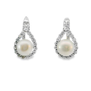 925 FW PEARL CZ PAVE TEARDROP HINGE EAR 18X10 3.3g <br/>M12970