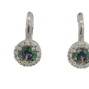 925 MYSTIC QRTZ HALO LEVER BACK EAR - 17X9 - 3.77g <br/>M12975