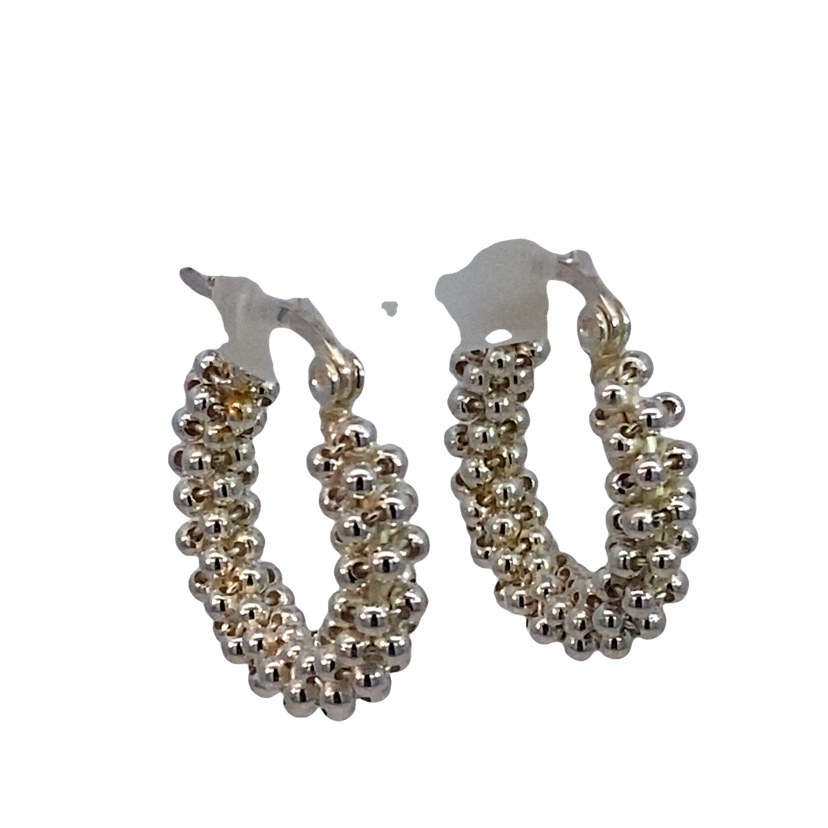 925 FANCY BALLS HINGE HOOPS - 22X5 - 5.2g <br/>M12976 - Image 2