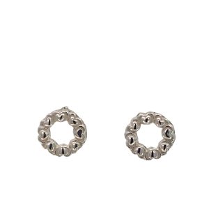 925 SHINY HEARTS HALO OPEN CIRCLE STUDS 10MM 1.36g <br/>M12987