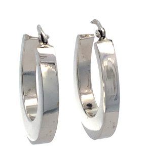 925 HOLLOW PLAIN RECT OVAL HINGE HOOPS - 35X5 8.1g <br/>M12998